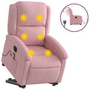 vidaXL Sill&oacute;n de masaje reclinable elevable terciopelo rosa