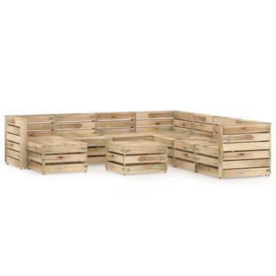 vidaXL Set de muebles de jardín 9 pzas madera de pino impregnada verde