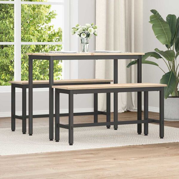 vidaXL Bancos de Comedor 2 pcs Natural 100 x 32,5 x 49 cm