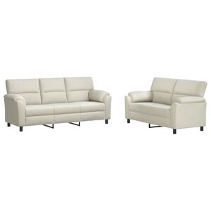 vidaXL Juego de Sof&aacute; 2 pcs Crema Terciopelo