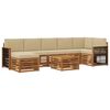 vidaXL Conjunto de sof&aacute;s de exterior 7 uds. Natural