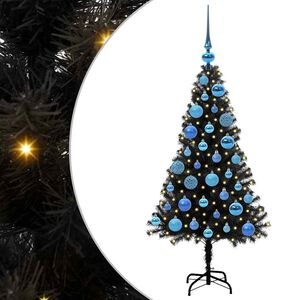 vidaXL &Aacute;rbol de Navidad con 150 LED con soporte Negro 120 cm PVC