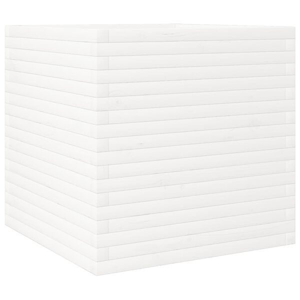 vidaXL Jardinera de madera maciza de pino blanca 70x70x68,5 cm