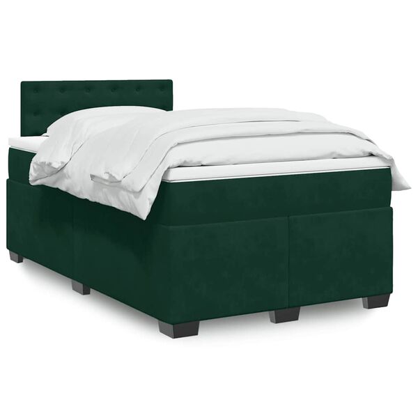 vidaXL Cama box spring con colch&oacute;n terciopelo verde oscuro 120x190 cm