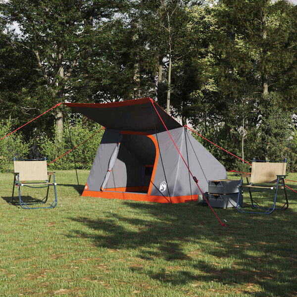 vidaXL Tienda de camping Gris y naranja 282 x 225 x 154 cm tafet&aacute;n