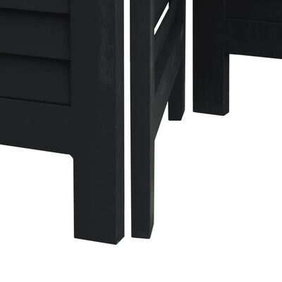 vidaXL Biombo separador de 4 paneles madera maciza Paulownia negro