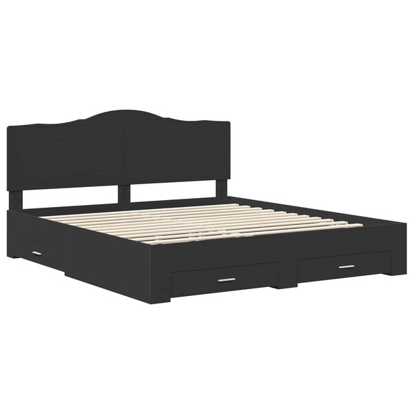 vidaXL Estructura de cama Negro 200 x 200 cm Madera de ingenier&iacute;a