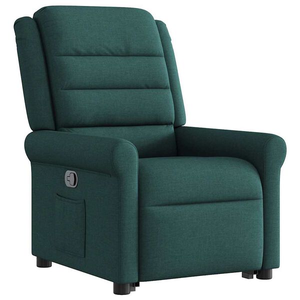 vidaXL Sill&oacute;n reclinable elevable tela verde oscuro