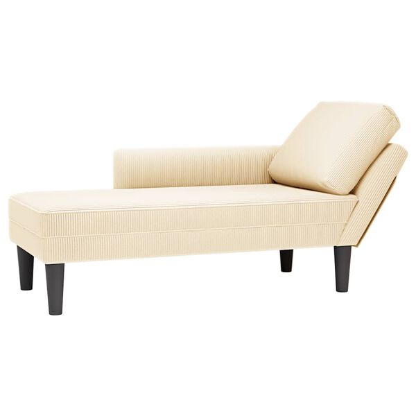 vidaXL Chaise longue con coj&iacute;n de tela de pana crema