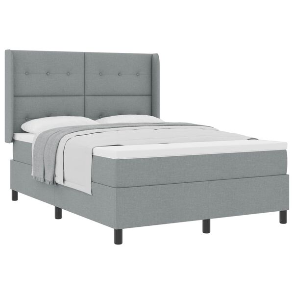 vidaXL Cama tipo Box Spring con colch&oacute;n Gris claro 140 x 200 cm tela