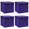 vidaXL Cajas de almacenaje con tapas 4 uds morado 28x28x28 cm