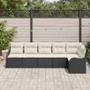 vidaXL Conjunto de sof&aacute; de jard&iacute;n con coj&iacute;n 6 pcs Negro Polirat&aacute;n