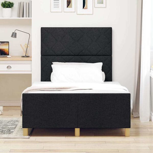 vidaXL Estructura de cama con cabecera Negro 120 x 200 cm tela
