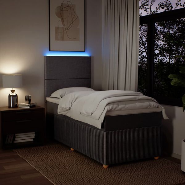 vidaXL Cama box spring con colch&oacute;n tela gris taupe 90x200 cm