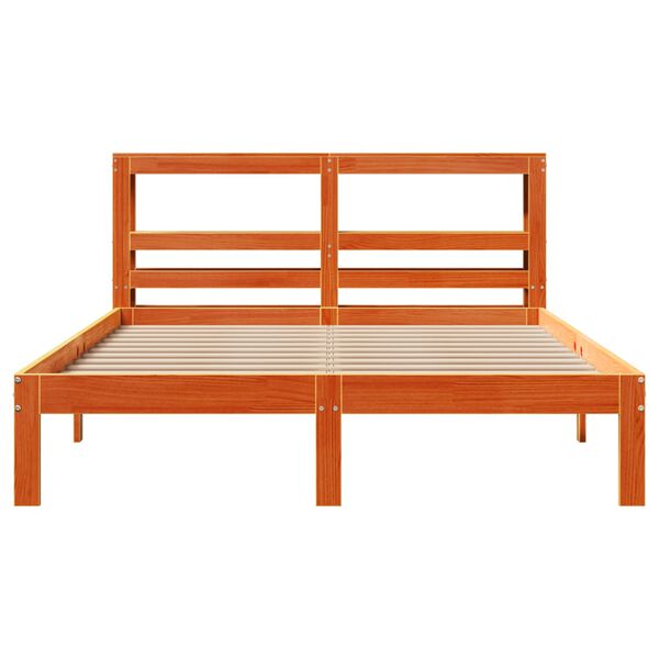 vidaXL Estructura de cama sin colch&oacute;n madera maciza marr&oacute;n 120x190 cm