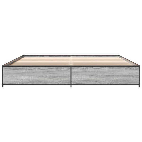 vidaXL Estructura cama madera ingenier&iacute;a metal gris Sonoma 200x200 cm