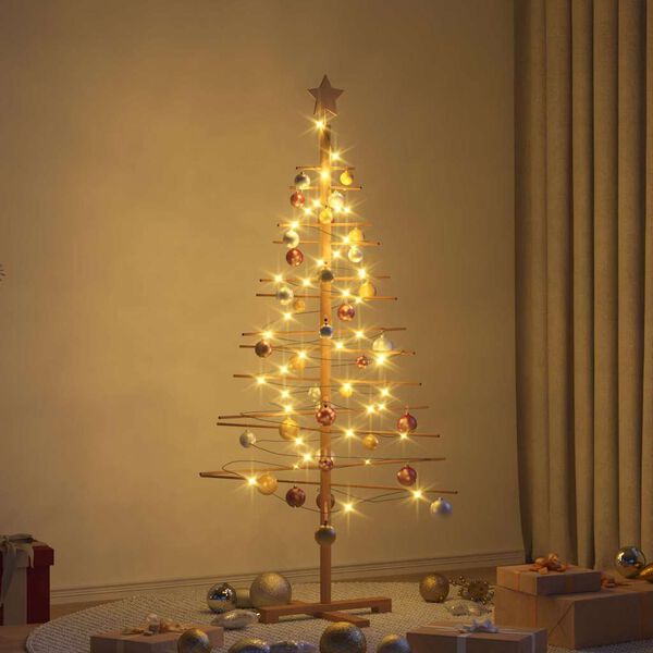 vidaXL Árbol de Navidad de madera con soporte Marrón 150 cm Bambú