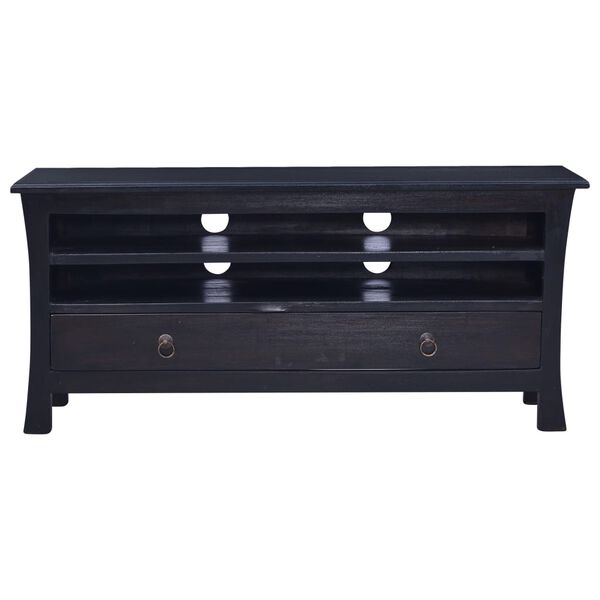 vidaXL Mueble para TV madera maciza de caoba negro caf&eacute; 100x30x45 cm