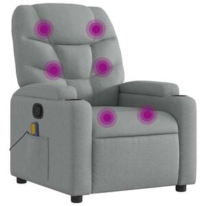 vidaXL Sill&oacute;n reclinable de masaje de tela gris claro