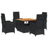 vidaXL Set de muebles jard&iacute;n 5 pzas con cojines rat&aacute;n sint&eacute;tico negro