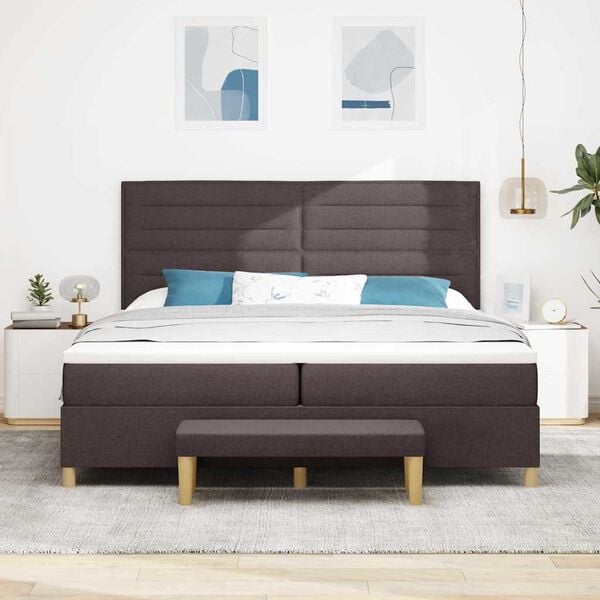 vidaXL Cama tipo Box Spring Marr&oacute;n oscuro 200 x 200 cm tela