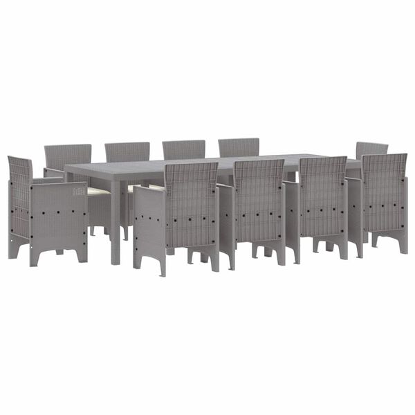 vidaXL Conjunto de Comedor de Jard&iacute;n 11 pcs Gris Claro Polipropileno