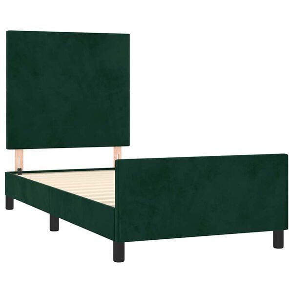 vidaXL Estructura de cama sin colch&oacute;n terciopelo verde oscuro 80x200cm