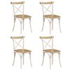 vidaXL Sillas con respaldo cruzado 4 uds madera maciza de mango blanco