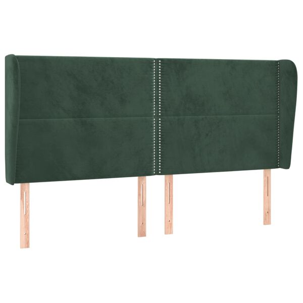 vidaXL Cabecero con orejas de terciopelo verde oscuro 163x23x118/128cm