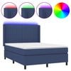 vidaXL Cama box spring colch&oacute;n y luces LED tela azul 140x190 cm