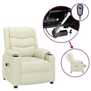 vidaXL Sill&oacute;n de masaje el&eacute;ctrico cuero sint&eacute;tico crema