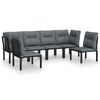 vidaXL Juego de muebles de jard&iacute;n 6 pzas rat&aacute;n sint&eacute;tico negro y gris