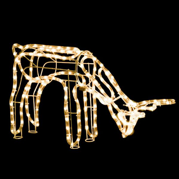 vidaXL Figura de reno de Navidad blanco c&aacute;lido 73x31x45 cm