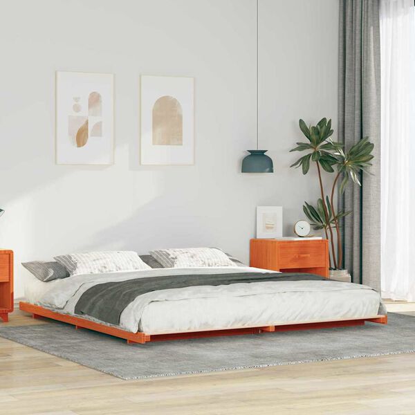 vidaXL Estructura de cama Marr&oacute;n cera 180 x 220 cm