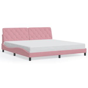 vidaXL Estructura cama sin colch&oacute;n terciopelo rosa 200x200 cm