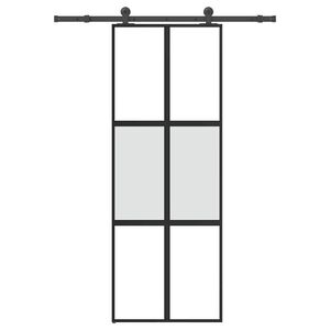 vidaXL Puerta corredera set herrajes vidrio templado aluminio 76x205cm