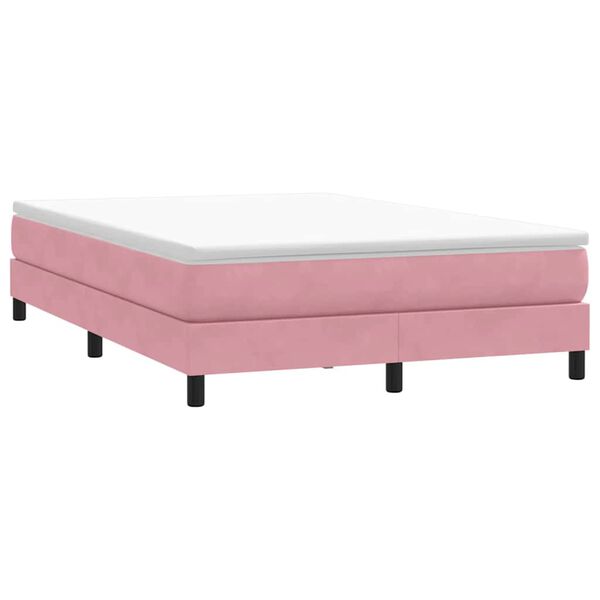 vidaXL Cama box spring sin colchón terciopelo rosa 140x210 cm