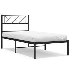 vidaXL Estructura cama sin colch&oacute;n con cabecero metal negro 90x190 cm