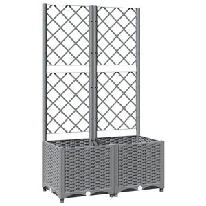 vidaXL Jardinera con enrejado PP gris claro 80x40x136 cm