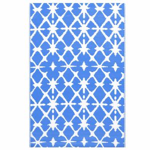 vidaXL Alfombra de exterior ARAKIL azul y blanca 190x290 cm PP