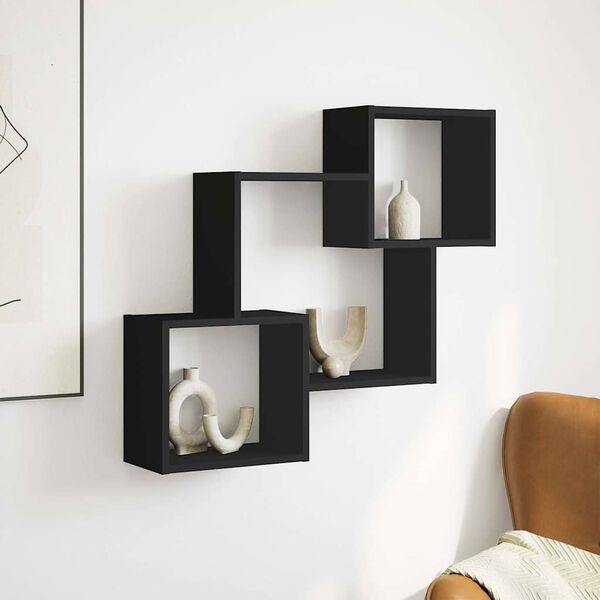 vidaXL Armario de pared madera de ingenier&iacute;a negro 78x18x71 cm
