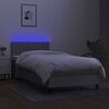 vidaXL Cama box spring colch&oacute;n y luces LED tela gris claro 90x200 cm