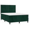 vidaXL Cama box spring colch&oacute;n y LED terciopelo verde oscuro 140x190cm
