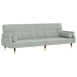 vidaXL Sof&aacute; cama con cojines terciopelo gris claro