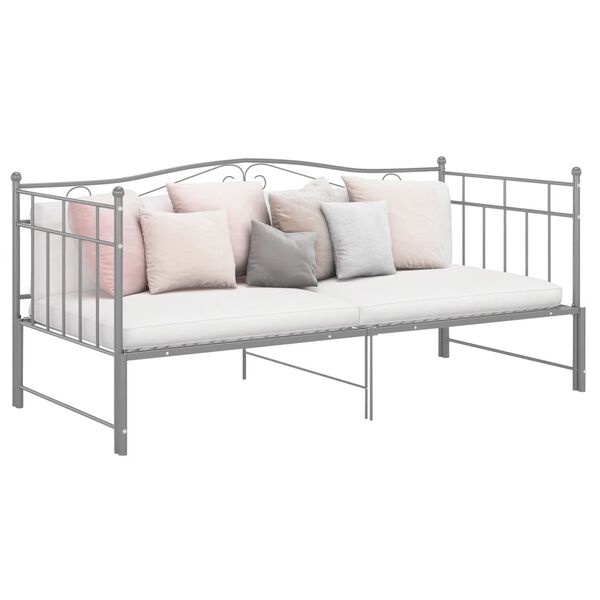 vidaXL Estructura sof&aacute; cama extra&iacute;ble sin colch&oacute;n metal gris 90x200 cm