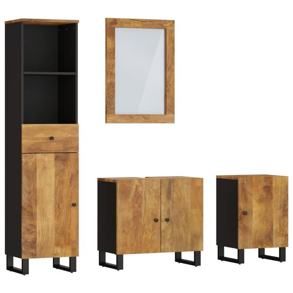 vidaXL Conjunto de muebles de ba&ntilde;o 4 piezas madera maciza de mango