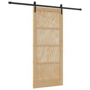 vidaXL Puerta Corredera Natural 86 x 198,5 cm Madera de Pino Maciza
