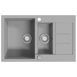 vidaXL Fregadero de cocina con dos senos granito gris