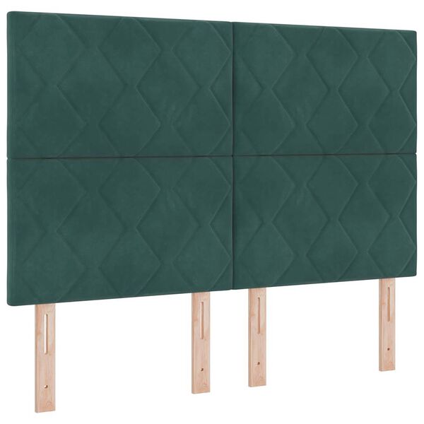 vidaXL Cama Box Spring LED con colch&oacute;n Verde oscuro 140 x 190 cm tela