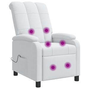 vidaXL Silla de masajes reclinable Blanco Tela
